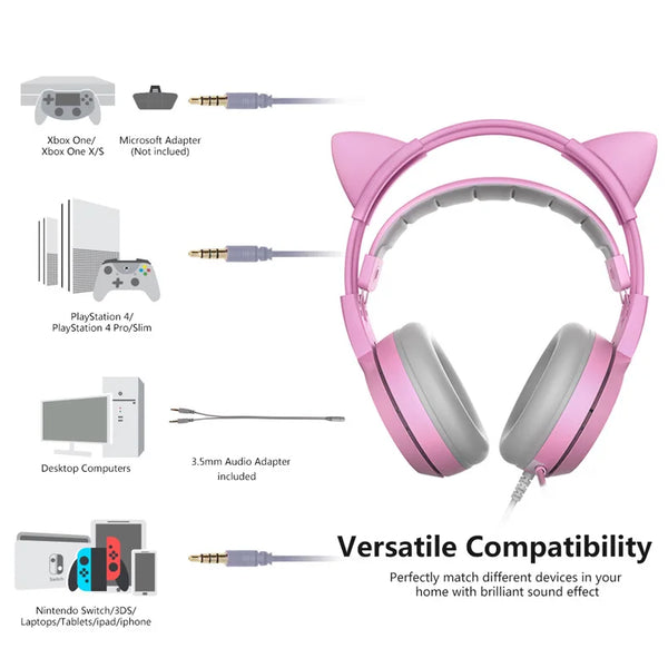 SOMIC G951S - 3.5mm Wired Over-Ear Pink Gaming Headset
