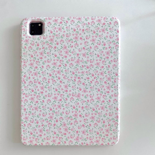 Pink Floral Protective iPad Case and Pen Slot