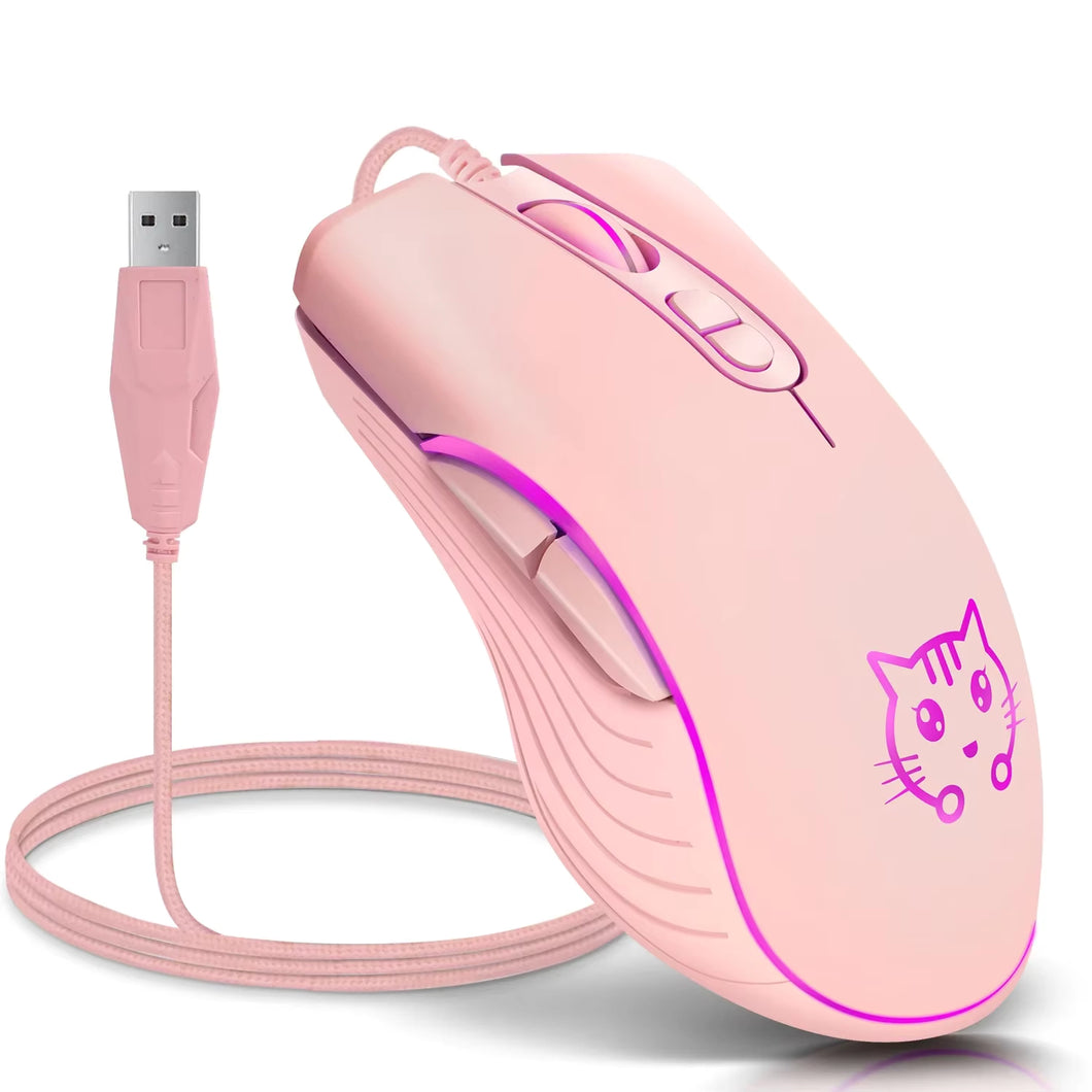 Pink Kitty - Wired Photoelectric Sliding Mouse