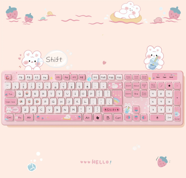 Milk Tea Cute Rabbit Wired/ Wireless Keyboard