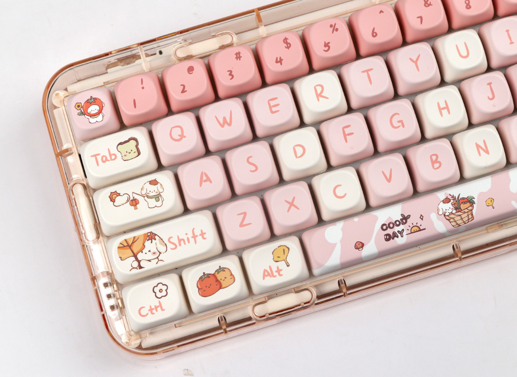 Cute Keybord Led Cute Puppy PBT Keyboard Keycaps 🐶 MOA Profile | Pink Gaming