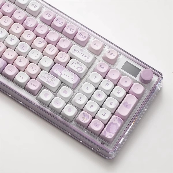 Tea Time with Cats – Purple & Pink Keycap Set (132 Keys) MOA Height