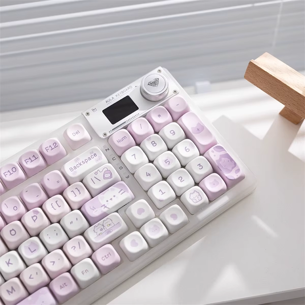 Tea Time with Cats – Purple & Pink Keycap Set (132 Keys) MOA Height