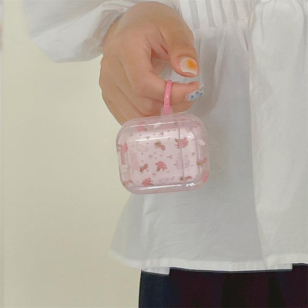 Pink Floral Cat AirPods Protective Case