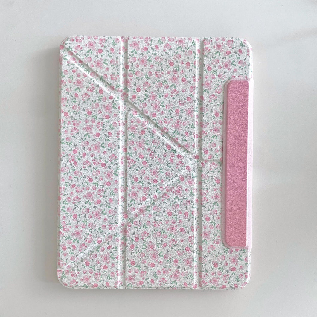 Pink Floral Protective iPad Case and Pen Slot