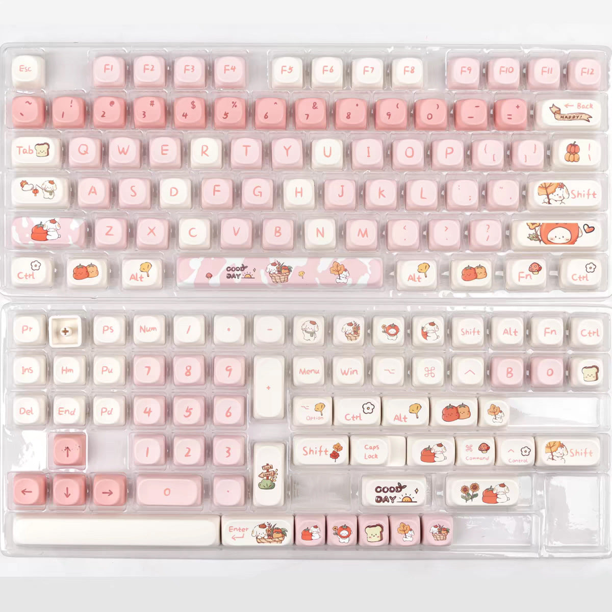 Keycaps Pink Rabbit Mignons - Set 139 Touches PBT Dye-sub - Pour Clavier Mécanique Cherry MX, Gateron, Kailh