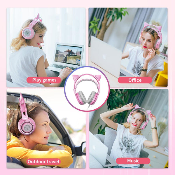 SOMIC G951S - 3.5mm Wired Over-Ear Pink Gaming Headset