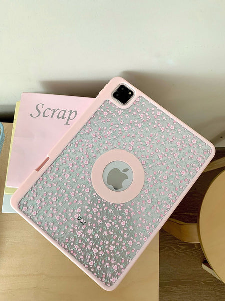 Pink Floral Protective iPad Case and Pen Slot