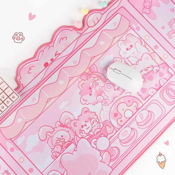 Cute Kitties Game Machine Large Mouse Pad