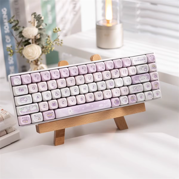 Tea Time with Cats – Purple & Pink Keycap Set (95 Keys) MOA Height