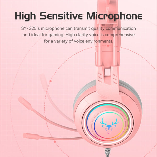 SYTO-SY - G25 - Pink Elk Ear Gaming Headphones