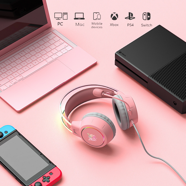 X15 Pro - Pink Illuminated Headband Gaming Headphones