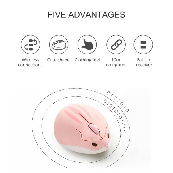 Pink Wireless Hamster Mouse