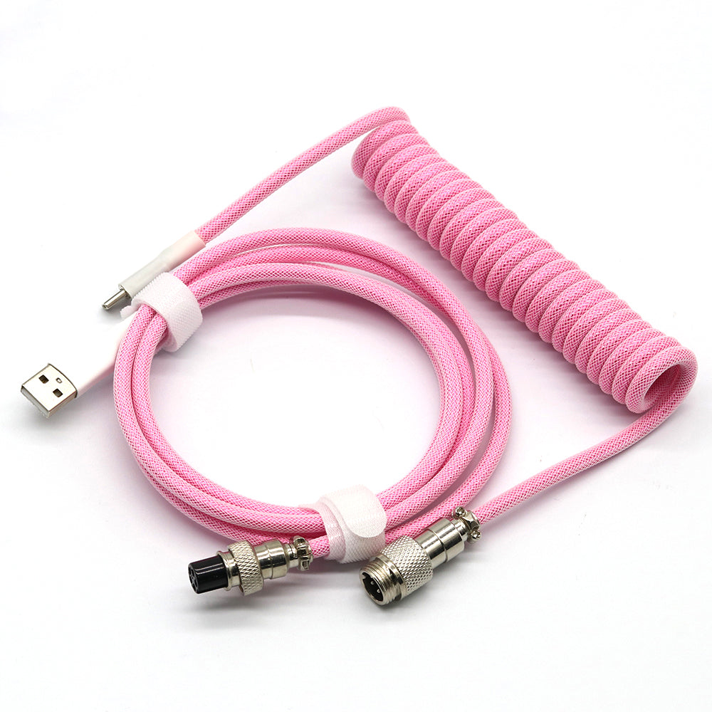 Pink Coiled Cable 💕 Pink Cable For Keyboards - Pink Mechanical Keyboard ...