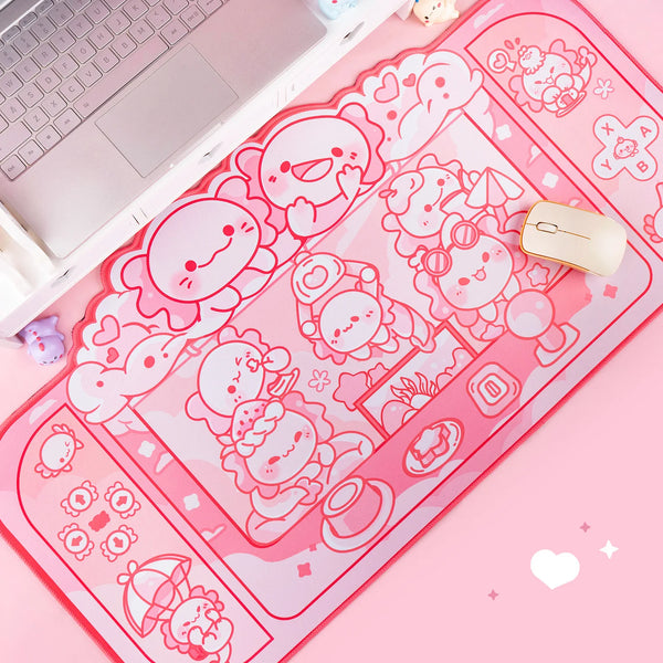 Kawaii Dragons Gaming Machine – Large Pink Mouse Pad