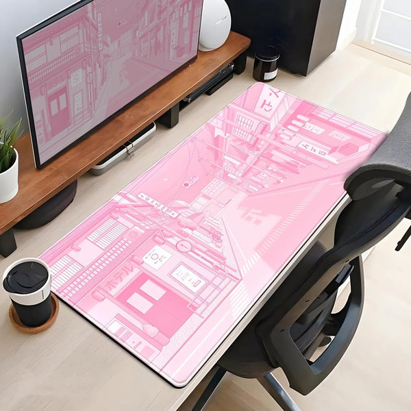 Pink Japan Street - Mouse Pad