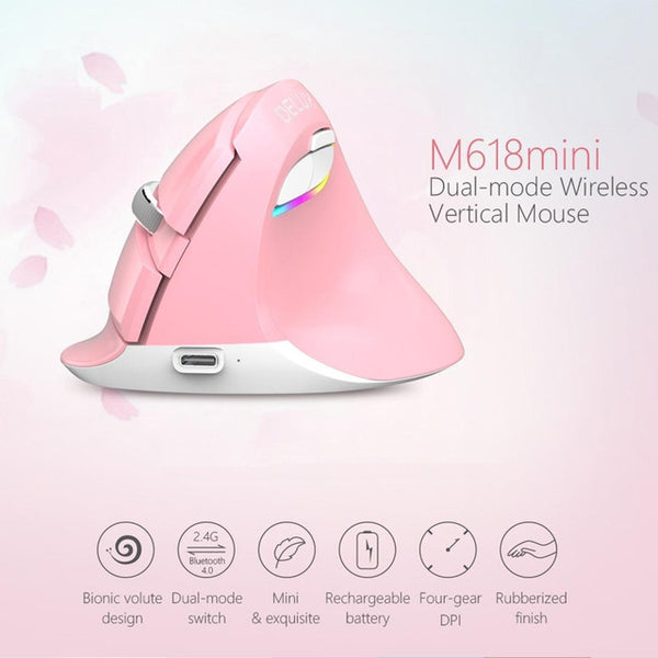 Ergonomic Wireless Mouse - Delux M618 Mini