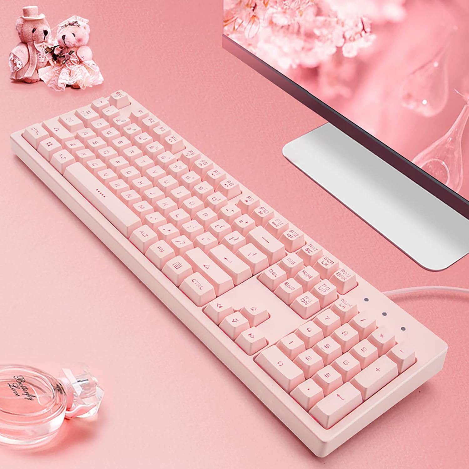 Pink Keyboard Satifying Pink Mechanical Feel Keyboard 💓 Membrane Keyboard | Pink Gaming