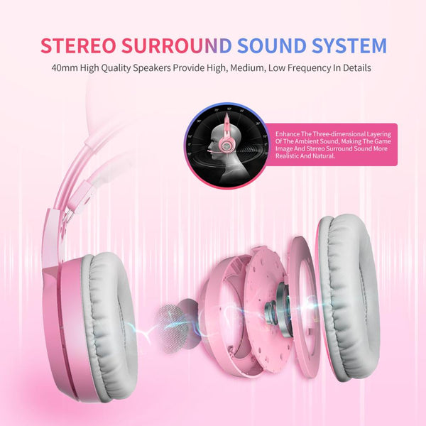 SOMIC G951S - 3.5mm Wired Over-Ear Pink Gaming Headset