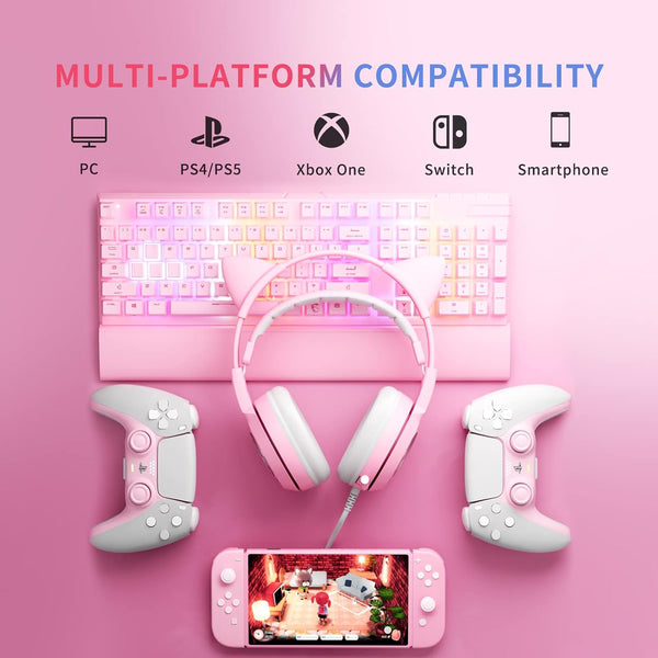 SOMIC G951S - 3.5mm Wired Over-Ear Pink Gaming Headset