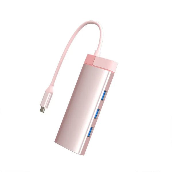 Pink Multi-function 6-in-1 Docking Station (Hub)