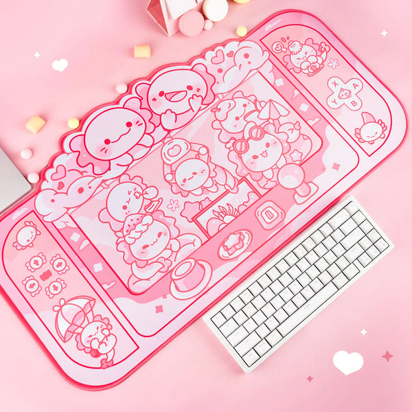 Kawaii Dragons Gaming Machine – Large Pink Mouse Pad