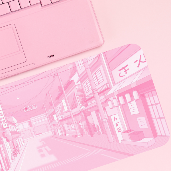 Pink Japan Street - Mouse Pad
