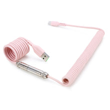 Load image into Gallery viewer, Keyboard Coiled USB-C Cable - Pink Aviator
