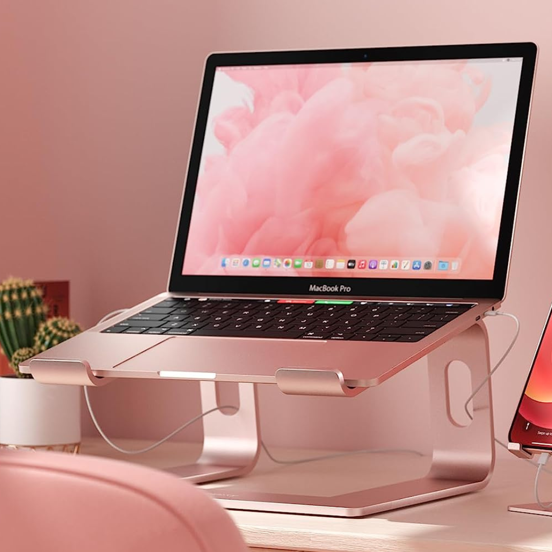 Pink Desktop Computer Stand Rose Gold Computer Stand