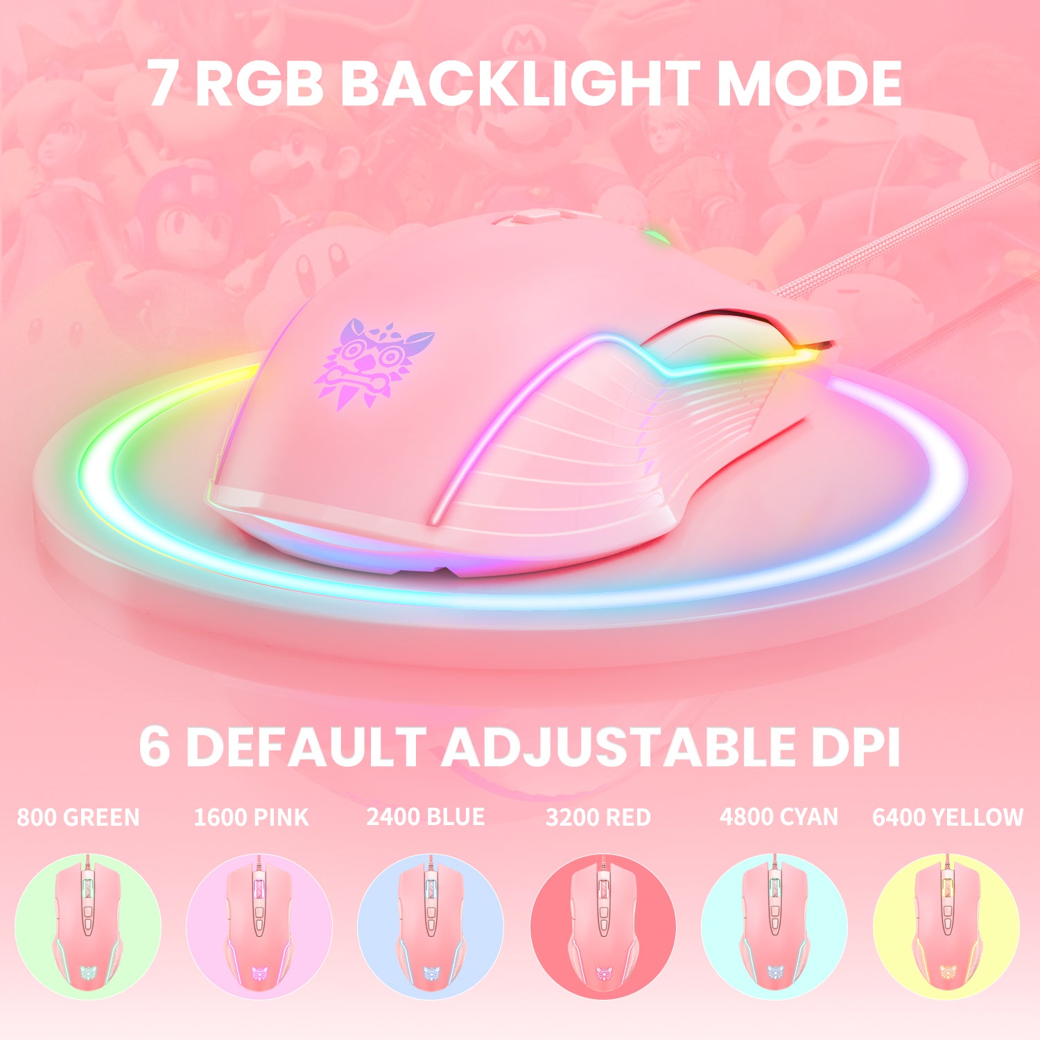 Pink RGB Gaming Mouse ⚡ RGB Gaming Mouse | Pink Gaming