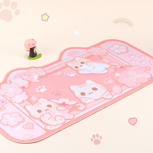 Cherry Blossom Cats - Large and Small Mouse Pads