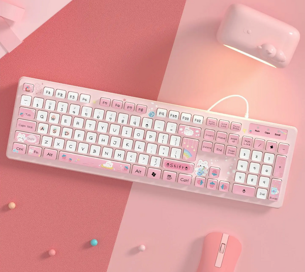 Milk Tea Cute Rabbit Wired/ Wireless Keyboard