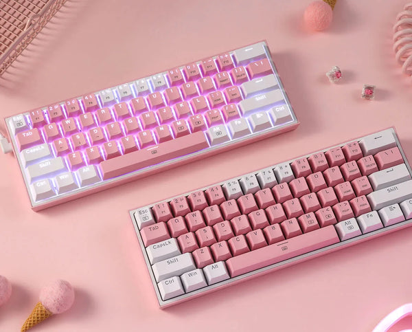 K617 RGB Light Dual Keycap Pink - White Wired Mechanical Keyboard