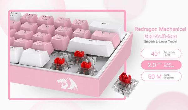 K617 RGB Light Dual Keycap Pink - White Wired Mechanical Keyboard
