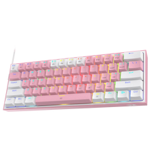 Cargar imagen en el visor de la galería, K617 60 Teclado Mecánico Con Cable Rosa y Blanco
