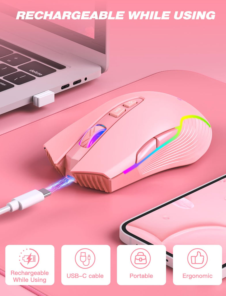 Pink Gaming Mouse - Keeping Gaming Cute ๐ Wireless Mouse | Pink Gaming