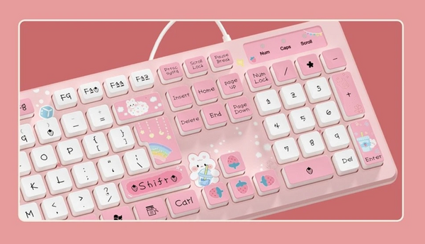 Milk Tea Cute Rabbit Wired/ Wireless Keyboard