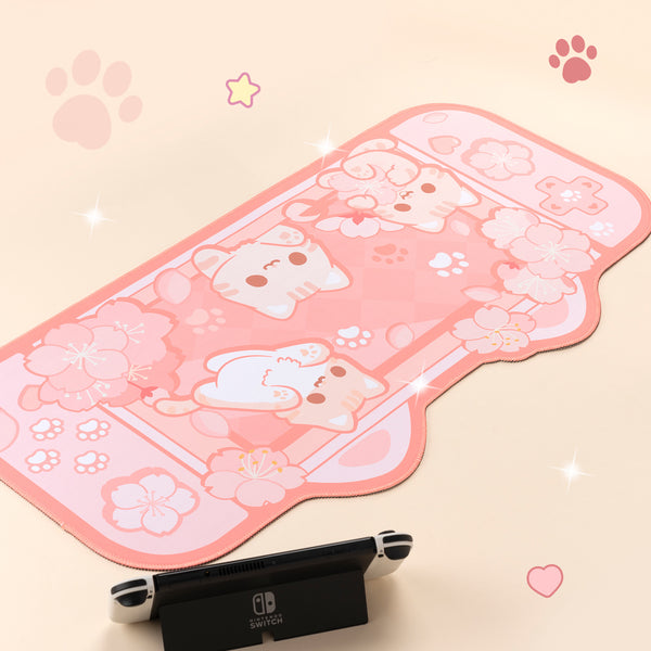 Cherry Blossom Cats - Large and Small Mouse Pads