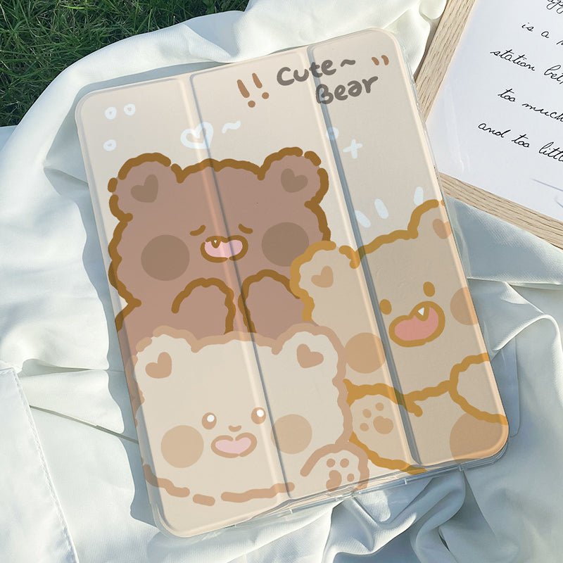 iPad Case - Cute Bear and Pink Rabbit