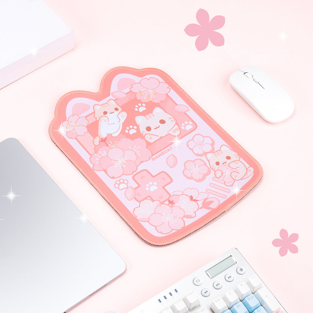Desk Mat and Mouse Pad - Cherry Blossom Cats