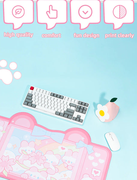 Pink Bears in Bloom - Mouse Pad