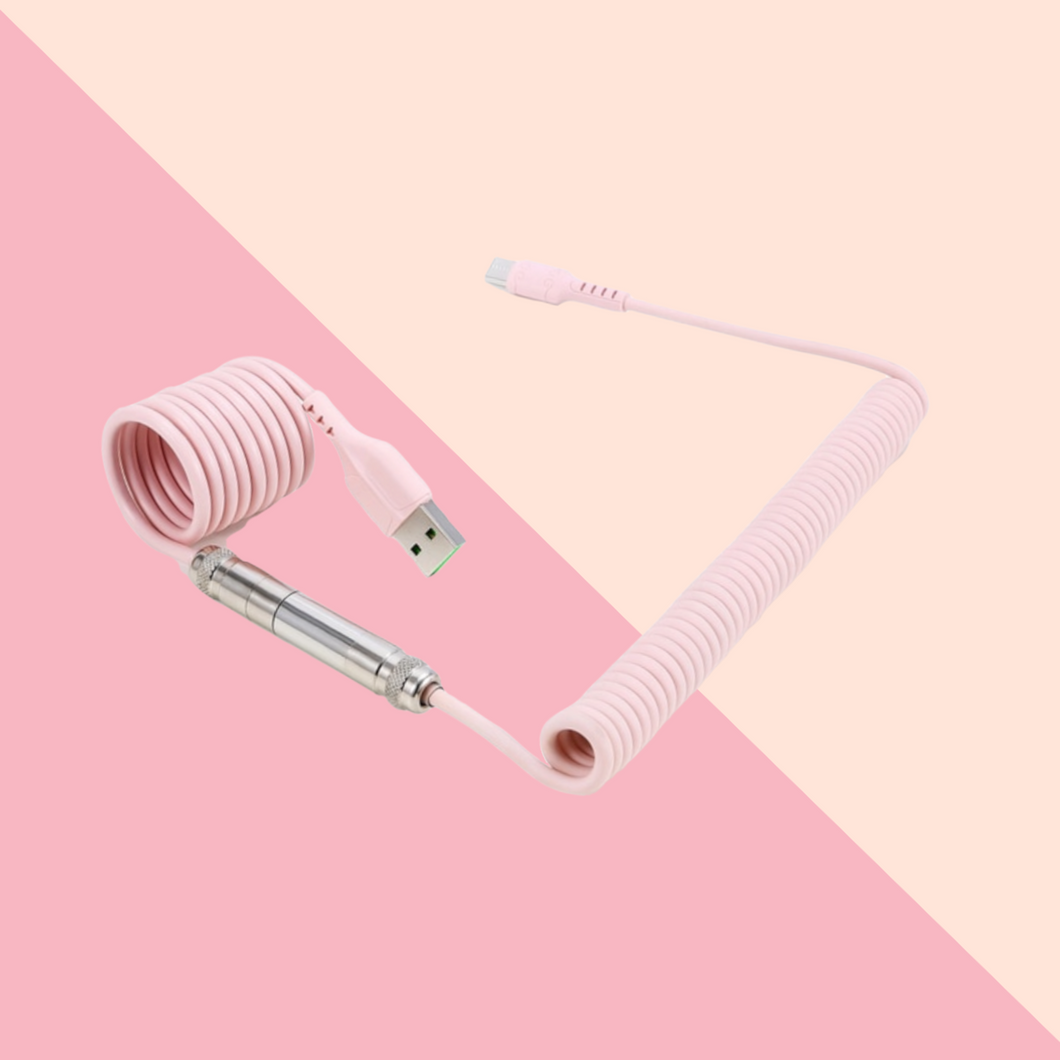 Keyboard Coiled USB-C Cable - Pink Aviator