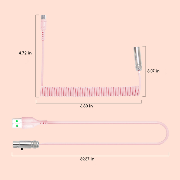 Keyboard Coiled USB-C Cable - Pink Aviator